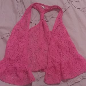 Girls pink lace vest